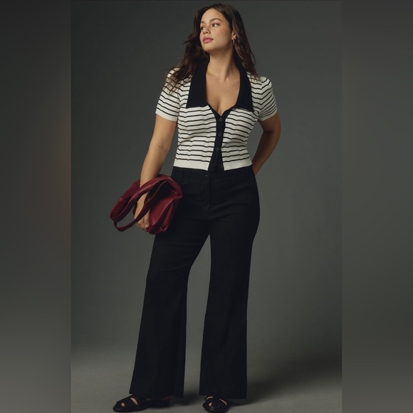 The Naomi Wide-Leg Flare Pants by Maeve in Black - Size 6 - Picture 1 of 8